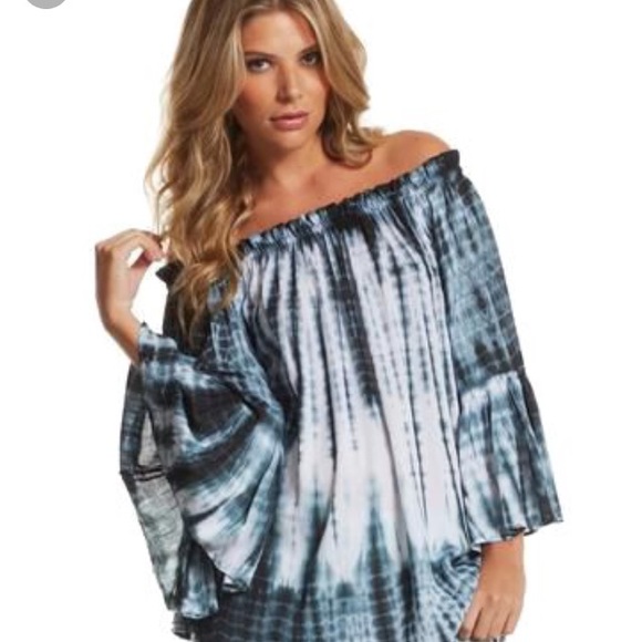 Elan Tops - NWT ELAN TIE DYE BOHO OFF SHOULDER BELL SLV TUNIC